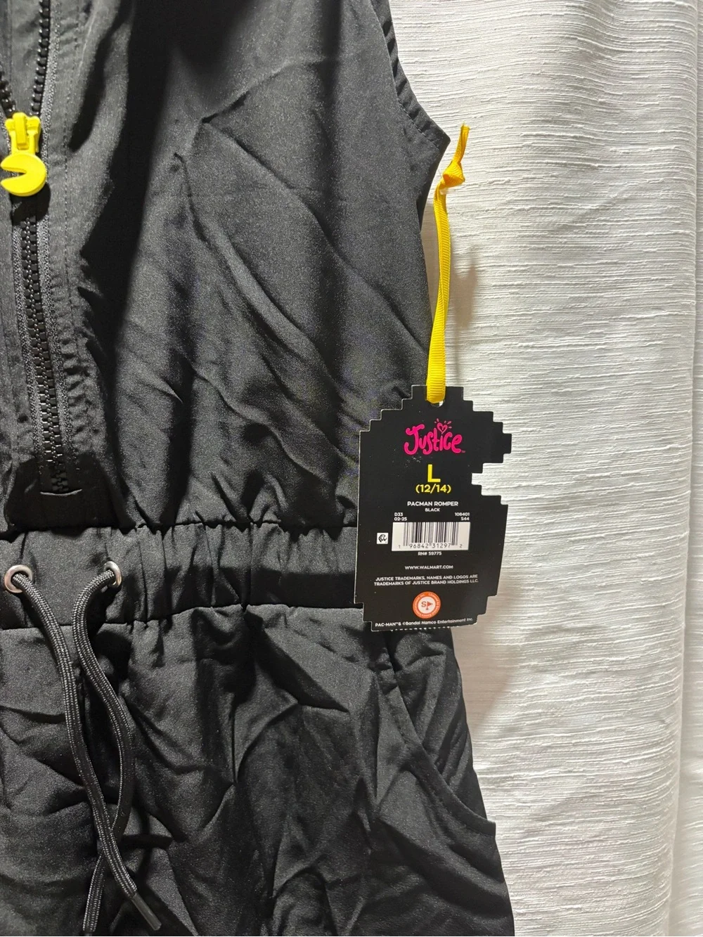 Set of 2 Sleeveless Romper - Black with Yellow Accents girls Size 12/14